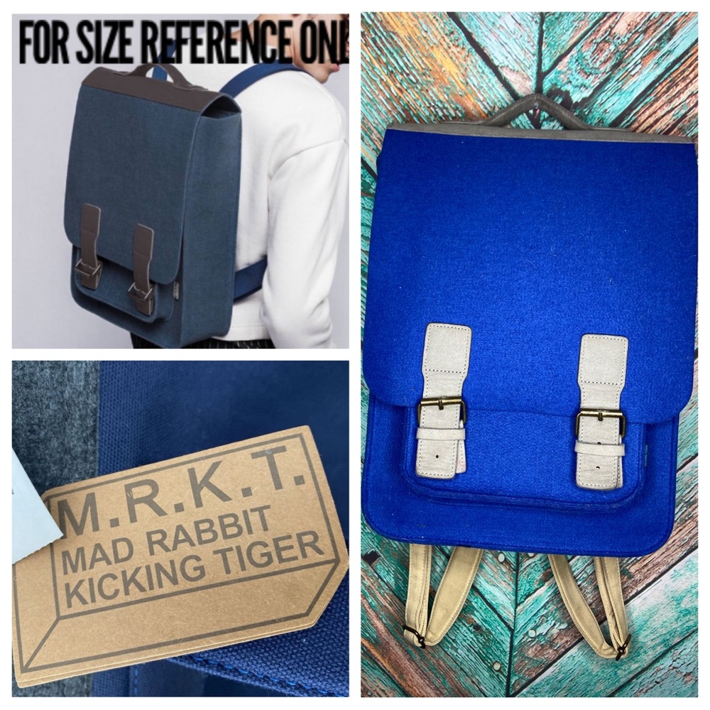 Rare M.R.K.T. Mad Rabbit Kicking Tiger Kendrick Ultramarine Blue Felt Backpack